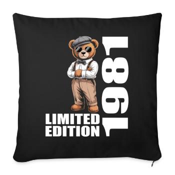 1981 Limited Edition Bär Geburtstag 1981 - Sofakissenbezug 45 x 45 cm - Schwarz - Vorne