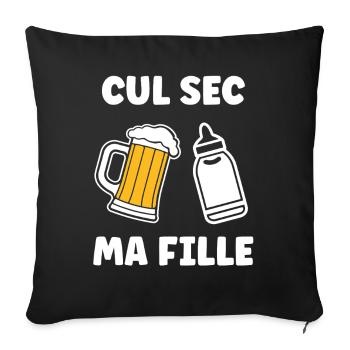 Dry Ass My Daughter Beer Bottle - Sofa pillowcase 17,3'' x 17,3'' (45 x 45 cm) - black - Front