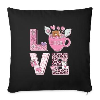 Amour ours en peluche rose XOXO illustration pour - Housse de coussin décorative 45 x 45 cm - noir - Devant