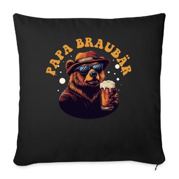 Bientôt PAPA OURS BRUN Père OURS BRUN Paternité Drôle - Housse de coussin décorative 45 x 45 cm - noir - Devant