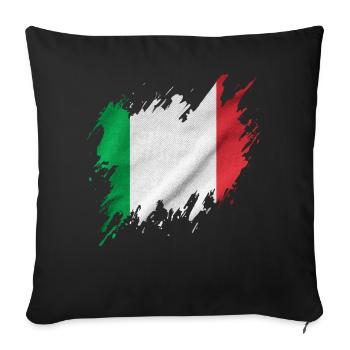 Drapeau italien, style déchiré - Housse de coussin décorative 45 x 45 cm - noir - Devant