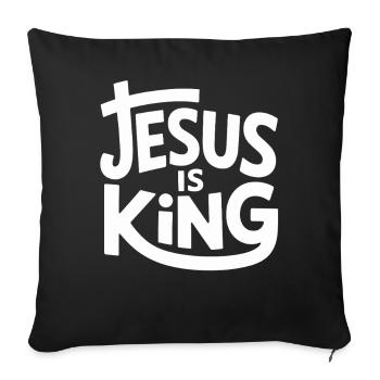 Jesus Is King Christian Cross Faith - Sofa pillowcase 17,3'' x 17,3'' (45 x 45 cm) - black - Front