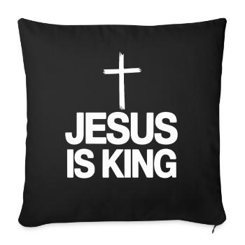 Jesus Is King Christian Cross Faith - Sofa pillowcase 17,3'' x 17,3'' (45 x 45 cm) - black - Front
