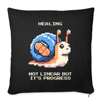 Healing is not linear | Progress, Recovery - Sofa pillowcase 17,3'' x 17,3'' (45 x 45 cm) - black - Front