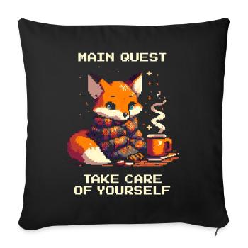 Quête principale : Prenez soin de vous | Prendre soin de soi - Housse de coussin décorative 45 x 45 cm - noir - Devant