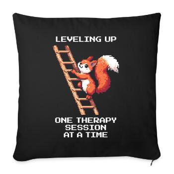 Level Up with Every Therapy | Growth, Healing - Sofa pillowcase 17,3'' x 17,3'' (45 x 45 cm) - black - Front
