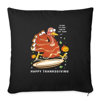 Papy Grand-père Thanksgiving Papa Père - Housse de coussin décorative 45 x 45 cm - noir - Devant