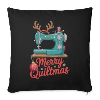 Merry Quiltmas Festive Sewing Santa Holiday Season - Sofa pillowcase 17,3'' x 17,3'' (45 x 45 cm) - black - Front