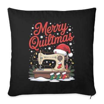 Merry Quiltmas Festive Sewing Santa Holiday Season - Sofa pillowcase 17,3'' x 17,3'' (45 x 45 cm) - black - Front