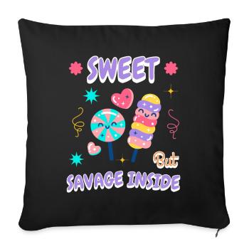 Fuzzy candy gift idea for snack fans - Sofa pillowcase 17,3'' x 17,3'' (45 x 45 cm) - black - Front