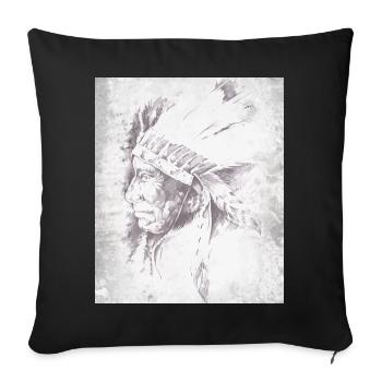 Chef indigène en plumes gris - Housse de coussin décorative 45 x 45 cm - noir - Devant