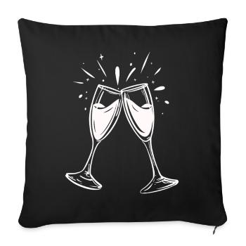 Sekt-Prosecco-Glas - Housse de coussin décorative 45 x 45 cm - noir - Devant