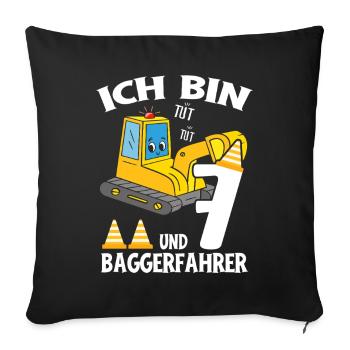 Birthday Excavator 7 Years Excavator Party Gift - Sofa pillowcase 17,3'' x 17,3'' (45 x 45 cm) - black - Front