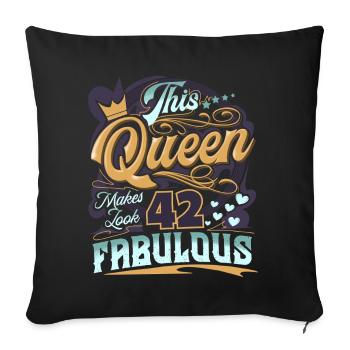 42nd Birthday Queen - Sofa pillowcase 17,3'' x 17,3'' (45 x 45 cm) - black - Front