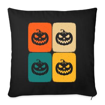 Halloween Rétro Citrouille Joyeux Effrayant - Housse de coussin décorative 45 x 45 cm - noir - Devant