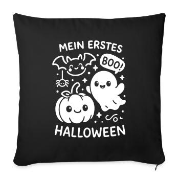 Mon premier Halloween - Citrouille et fantôme - Housse de coussin décorative 45 x 45 cm - noir - Devant