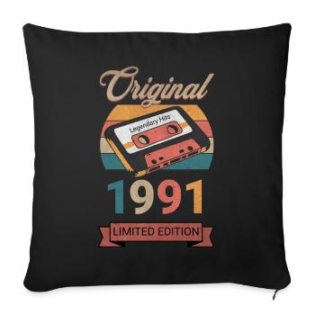 Cadeau d’anniversaire original 1991 en édition limitée - Housse de coussin décorative 45 x 45 cm - noir - Devant