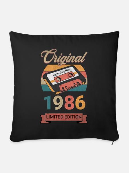 Original 1986 Limited Edition Geburtstag Geschenk - Sofakissenbezug 45 x 45 cm - Schwarz