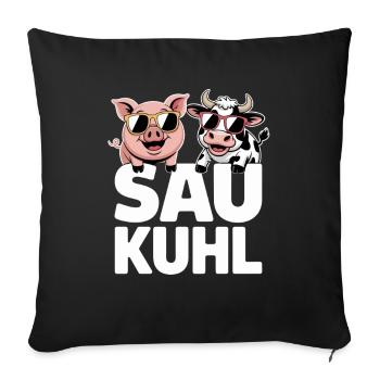 Pig Cool Cool Pig And Cow With Sunglasses - Sofa pillowcase 17,3'' x 17,3'' (45 x 45 cm) - black - Front