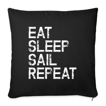 Nautic Design Eat Sleep Sail Repeat - Sofa pillowcase 17,3'' x 17,3'' (45 x 45 cm) - black - Front