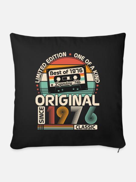 1976 Vintage Jahrgang Geburtstag Retro Geschenk - Sofakissenbezug 45 x 45 cm - Schwarz
