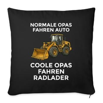 Cool Grandpas Drive Wheel Loader - Cadeau de grand-père amusant - Housse de coussin décorative 45 x 45 cm - noir - Devant