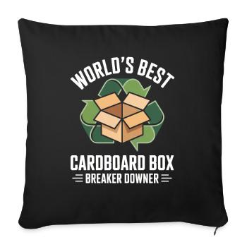 Meilleur brise-boîtes en carton au monde Downer - Housse de coussin décorative 45 x 45 cm - noir - Devant
