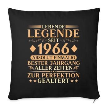 Vintage, 1966, Anniversaire, 60 ans, Cadeau - Housse de coussin décorative 45 x 45 cm - noir - Devant