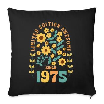 Limited Edition Flower Collection Vintage 1975 - Sofa pillowcase 17,3'' x 17,3'' (45 x 45 cm) - black - Front