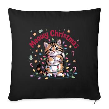 Meowy Christmas Cat Motif - Sofa pillowcase 17,3'' x 17,3'' (45 x 45 cm) - black - Front