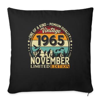 60ème Anniversaire Vintage Novembre Millésime 1965 - Housse de coussin décorative 45 x 45 cm - noir - Devant