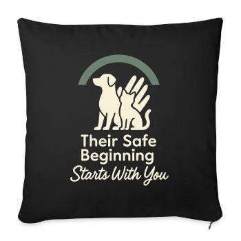 Employé de refuge, bénévole pour le sauvetage des animaux - Housse de coussin décorative 45 x 45 cm - noir - Devant