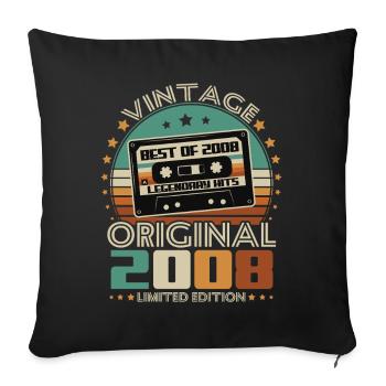 Original 2008 Vintage Vintage Anniversaire Rétro - Housse de coussin décorative 45 x 45 cm - noir - Devant