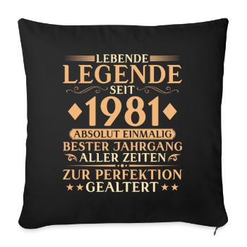 Vintage 1981 Birthday 45 Years Gift - Sofa pillowcase 17,3'' x 17,3'' (45 x 45 cm) - black - Front