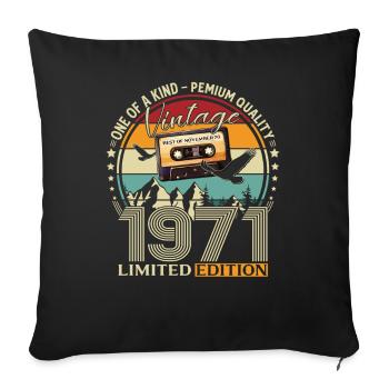 Cassette 55ème Anniversaire Novembre Millésime 1971 - Housse de coussin décorative 45 x 45 cm - noir - Devant