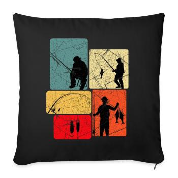 Fishing Anglers - Sofa pillowcase 17,3'' x 17,3'' (45 x 45 cm) - black - Front