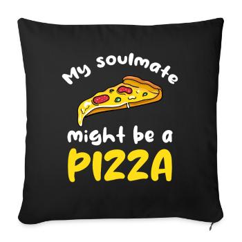 Pizza Love – My Soul Loves Pizza - Housse de coussin décorative 45 x 45 cm - noir - Devant