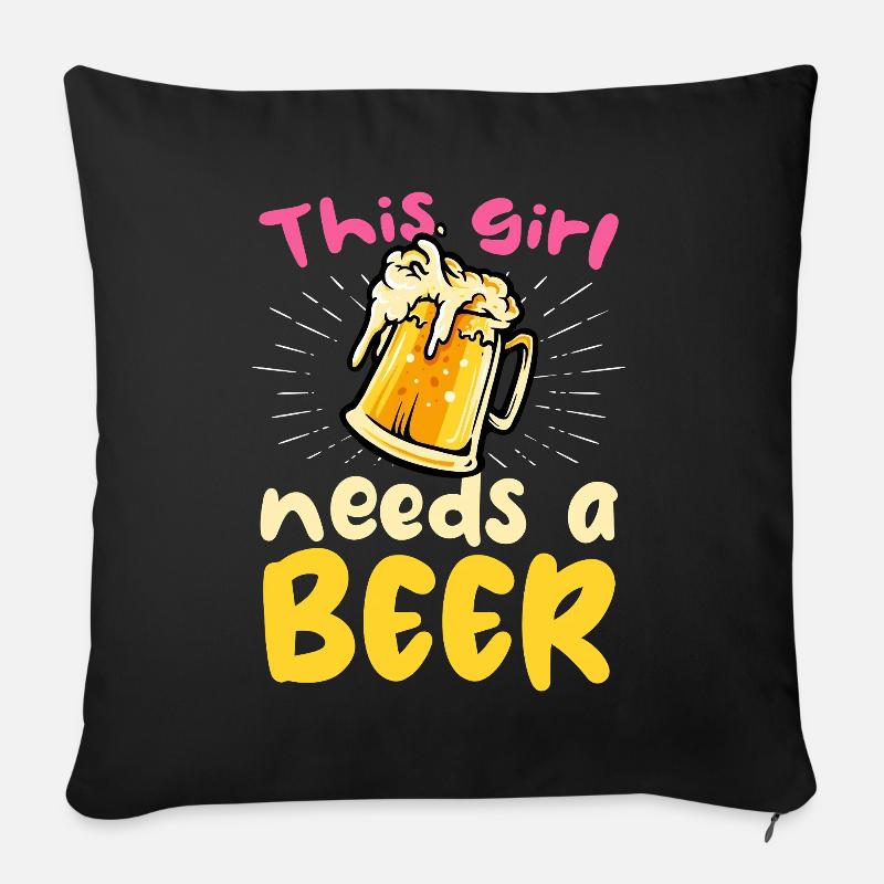 Dieses Mädchen braucht ein Bier - Sofakissenbezug 45 x 45 cm - Schwarz