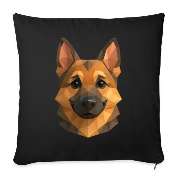 Polygon German Shepherd – Geometric Dog Design - Sofa pillowcase 17,3'' x 17,3'' (45 x 45 cm) - black - Front