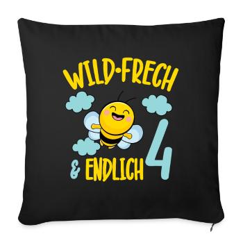 Bee Birthday Motif Finally 4 Years Girl - Sofa pillowcase 17,3'' x 17,3'' (45 x 45 cm) - black - Front