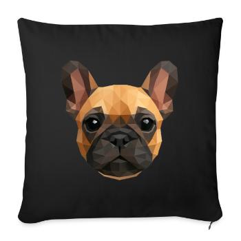 Polygone Bouledogue Français – Chien mignon - Housse de coussin décorative 45 x 45 cm - noir - Devant