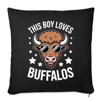Buffalo Dire les gars drôle Buffalo cadeau - Housse de coussin décorative 45 x 45 cm - noir - Devant