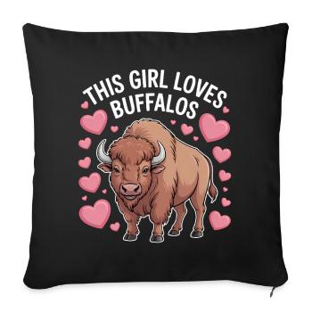 Buffalo Disant Fille Drôle Buffalo Cadeau - Housse de coussin décorative 45 x 45 cm - noir - Devant
