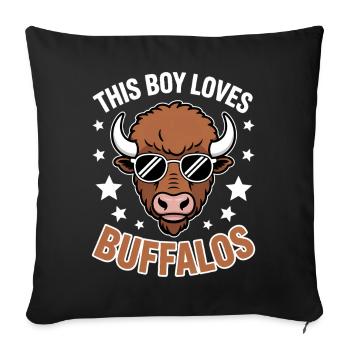 Buffalo Dire les gars drôle Buffalo cadeau - Housse de coussin décorative 45 x 45 cm - noir - Devant