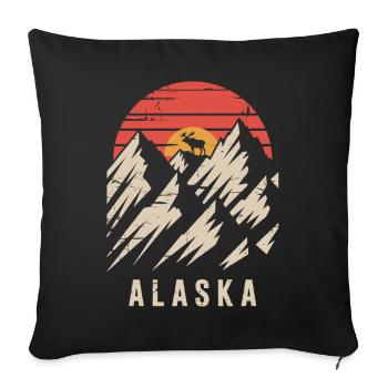 Alaska Retro T-Shirt – Mountains and Moose - Sofa pillowcase 17,3'' x 17,3'' (45 x 45 cm) - black - Front