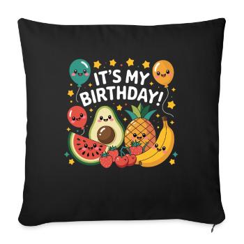 Its My Birthday Kawaii Fruit Party Avocado Pineapple - Sofa pillowcase 17,3'' x 17,3'' (45 x 45 cm) - black - Front