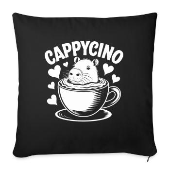 CAPPYCINO Capybara in Cappuccino Coffee Humor - Sofa pillowcase 17,3'' x 17,3'' (45 x 45 cm) - black - Front