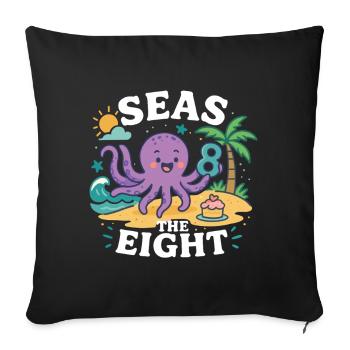 Seas The Eight Cute Octopus Birthday Island - Sofa pillowcase 17,3'' x 17,3'' (45 x 45 cm) - black - Front