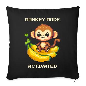 Monkey Mode Enabled | Monkey, Banana, Cute - Sofa pillowcase 17,3'' x 17,3'' (45 x 45 cm) - black - Front