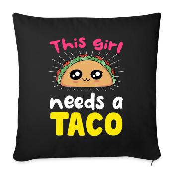 Cette fille a besoin d’un taco - Housse de coussin décorative 45 x 45 cm - noir - Devant
